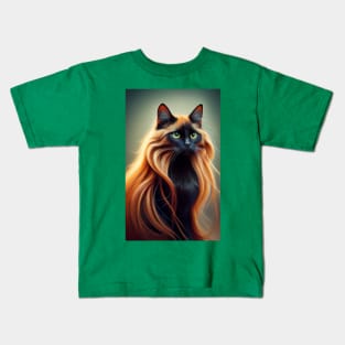 Cat with Long Blonde Hair Kids T-Shirt